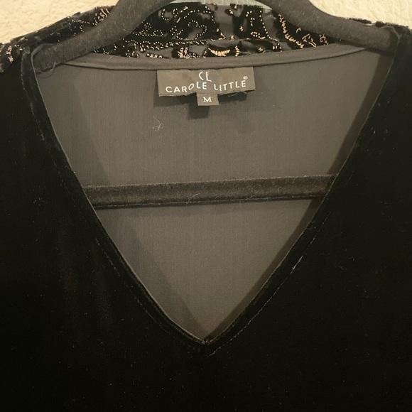 Carole Little Women’s Tunic Shirt Medium Black Silk Velvet Velour Floral Paisley - Picture 7 of 13